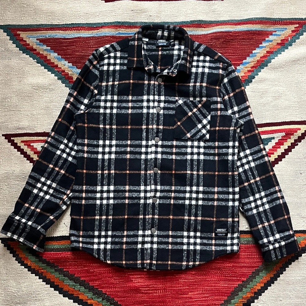 Wesc Black and Orange Plaid Shirt